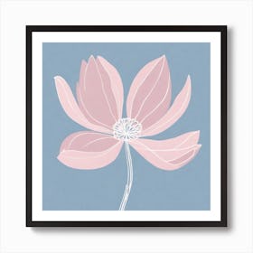 A White And Pink Flower In Minimalist Style Square Composition 188 Art Print