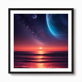 Sunset Over The Ocean 1 Art Print