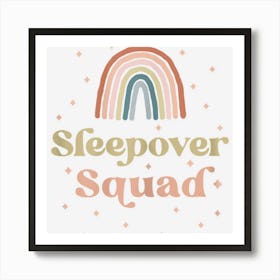 Birthday Boho Rainbow Sleepover Squad Pajamas For Girls Art Print