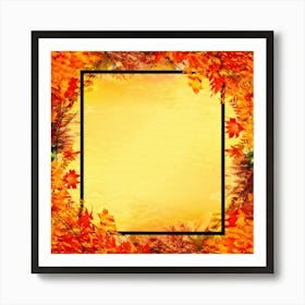 Autumn Themed Frame Embracing The Bright Sunlit Hues Of Fall Foliage Intricately Woven Design Of (3) Art Print