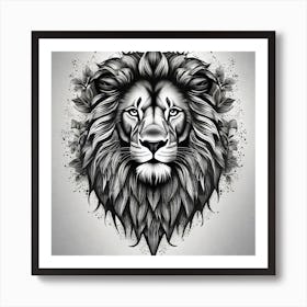 Lion Head Tattoo 4 Art Print