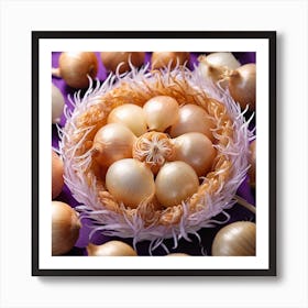 White Onions In A Basket Art Print