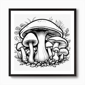 Mushrooms In The Forest 28 Art Print