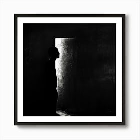 Silhouette Of A Man In The Dark Art Print