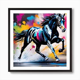 Horse Running In The Street Art Print