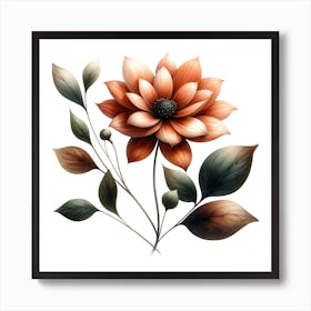 A Flower with leaves Art Print