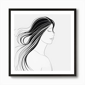 Portrait Of A Woman With Long Hair Art Print