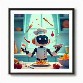 Robot Chef In The Kitchen Art Print