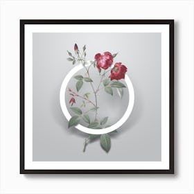 Vintage Velvet China Rose Minimalist Flower Geometric Circle on Soft Gray n.0022 Art Print