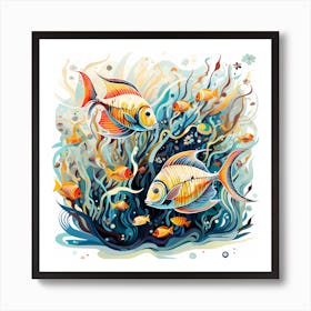 Fish amongst the reeds Art Print