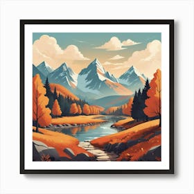 Graphic Design Autumn Peaks Art 1 Art Print