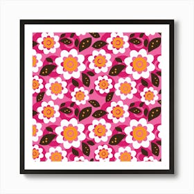 Pink Flower Pattern Art Print