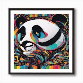 An Image Of A Panda With Letters On A Black Background, In The Style Of Bold Lines, Vivid Colors, Gr (3) Art Print