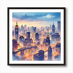 New York City At Night Art Print