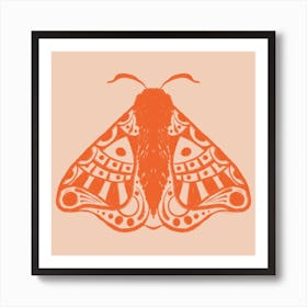 Vintage Moth Orange - Pink Art Print