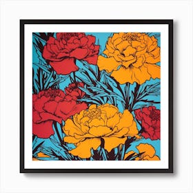 Marigold 2 Pop Art Illustration Square Art Print