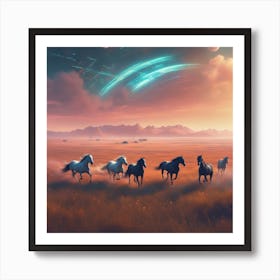 Horses In Space 1 Art Print