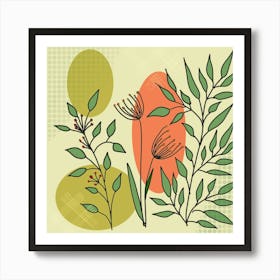 Flower Plant Flora Green Nature Leaves Abstract Floral Background Background Creative Simple Art Print