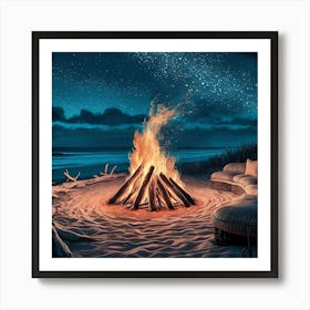 Fire Pit On The Beach Art Print