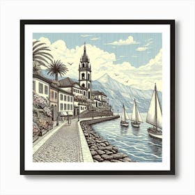 Sanremo Madeira Flower Island Village Art Print