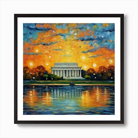 Sunset At The Lincoln Memorial Art Print