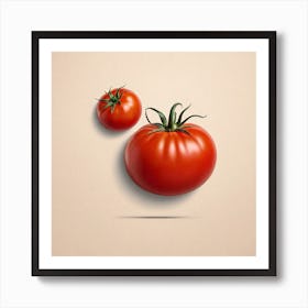 Two Tomatoes On A Beige Background Art Print