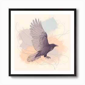 Raven Flying Art Print