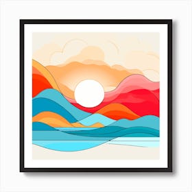 Sunset In The Mountains Art Print