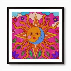 Sol Y Luna Square Art Print