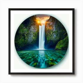 Multnomah Falls at sunset. Just one of many large waterfalls along the Columbia Gorge in Washington and Oregon (50) Art Print