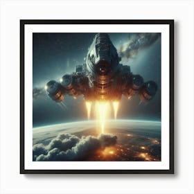 Spaceship In Space Art Print