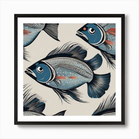 Blue Fishes Art Print