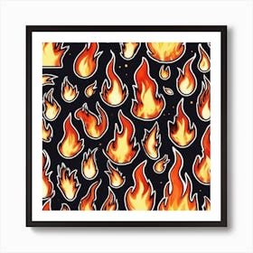 Flames On Black Background 74 Art Print