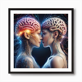 Two Brains In Love Art Print