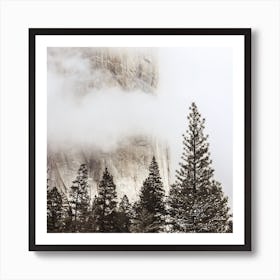 Foggy Mountain Peak Square Art Print