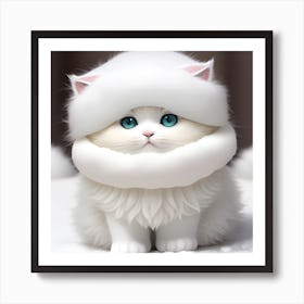 White Cat With Blue Eyes Art Print