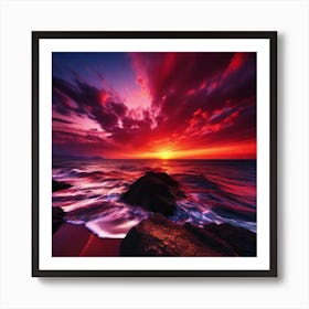 Sunset Over The Ocean 191 Art Print