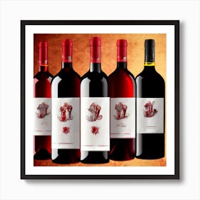 Red Wine Bottles Art Print