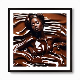 Woman Laying In Chocolate Art Print