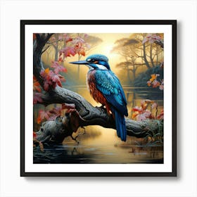 Kingfisher On A Branch Art Print