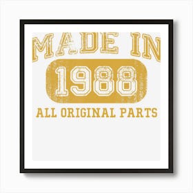 Made In 1988 Birthday Gifts 34 Year Old 34th Bday Present Art Print