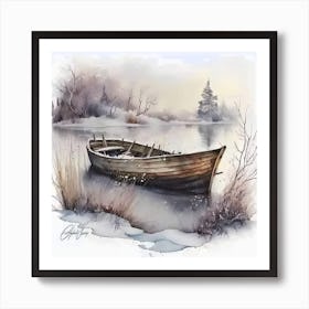 Boat In The Snow Wall Art Print Art Print