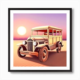 Vintage Car In The Desert 2 Art Print
