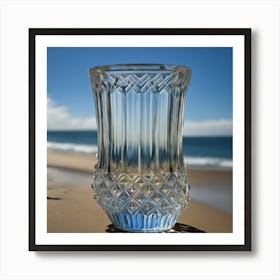 Vaso De Cristal A Orillas Del Mar Art Print