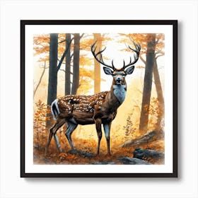 Deer In The Woods 47 Art Print