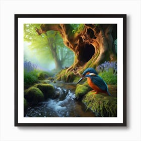 Kingfisher In The Forest 17 Art Print