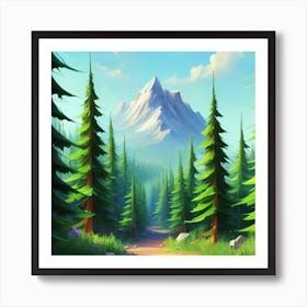 Dense forest with pine trees and marijuana 2 Art Print