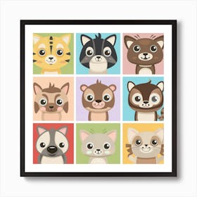Cute Animals 3 Art Print