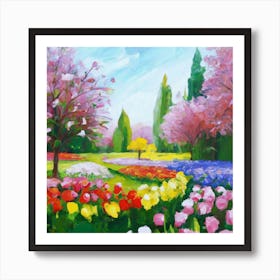 a flower garden in spring 4 Art Print