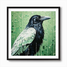 Ohara Koson Inspired Bird Painting Raven 3 Square Art Print